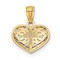 14K Two Tone Gold Cross Heart Charm Jewelry Pendant 16mm x 12mm